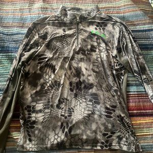 Men's HUK Performance Fishing Quarter 1/4 Zip Kryptek Size Large Brown